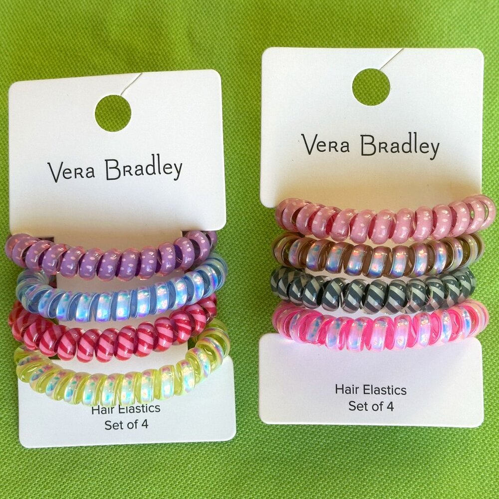 VERA BRADLEY SPIRAL HAIR ELASTICS:NWT SWEET WILDFLOWERS or HAPPY HYDRANGEAS